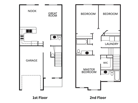 Floor plan for 3 beds, 2.5 baths, 1320 sqft